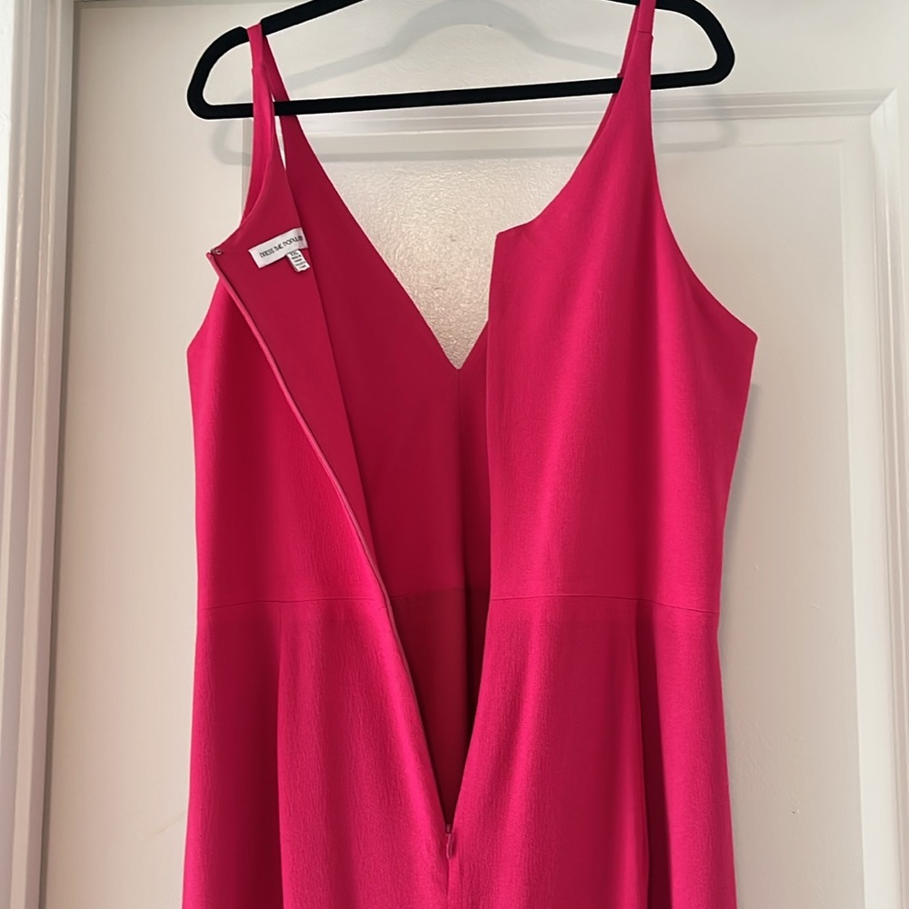 DRESS THE POPULATION Iris Slit Crepe Gown, Bright Fuchsia, Size XXL - Picture 10 of 13